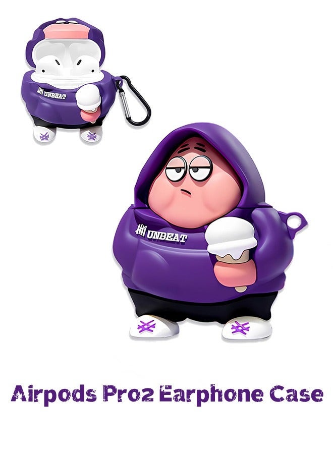 Undefined Bluetooth Headset Air Pods Pro 2 Generation Protective Case - SpongeBob SquarePants Protective Case - Silicone Drop Resistant Waterproof Case - Purple - Image 1